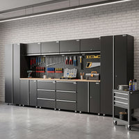 Workshop Garage Storage Cabinet & Workbench Set - UltraTools 4056mm x 500mm x 1870mm Black