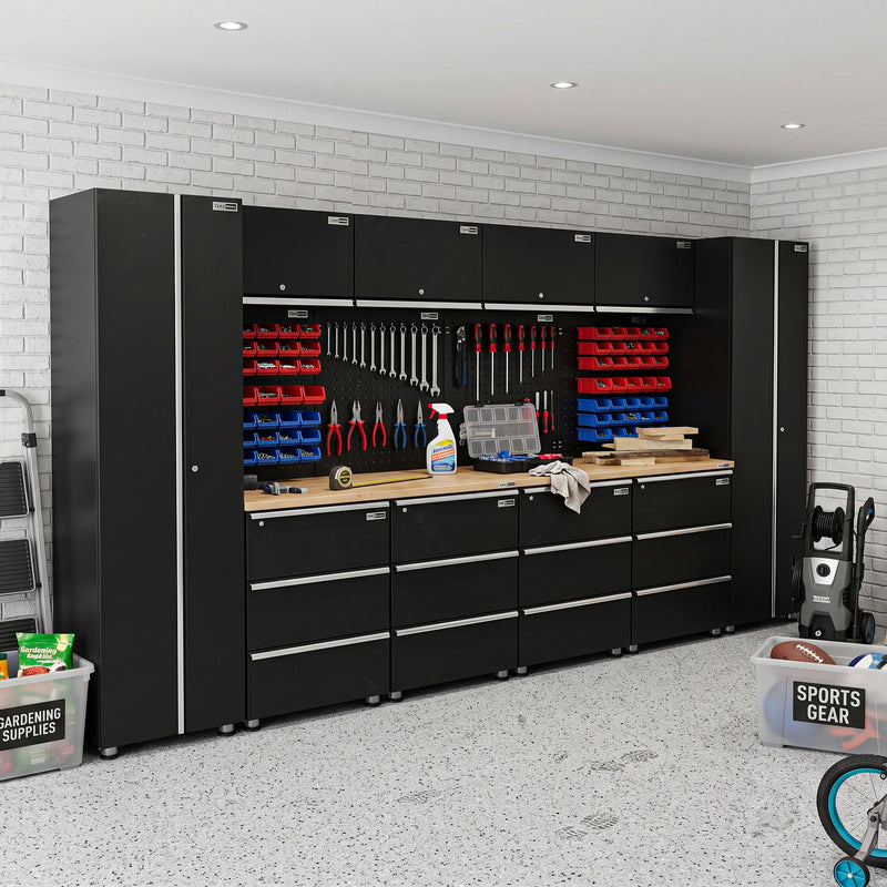 UltraTools 4056mm x 500mm x 1870mm Black Workshop Garage Storage Cabinet Set