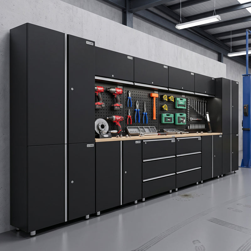 UltraTools 4065mmx 500mm x 1870mm Black Workshop Garage Storage Cabinet Set