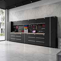 UltraTools 4740mm x 500mm x 1870mm Black Workshop Garage Storage Cabinet Set