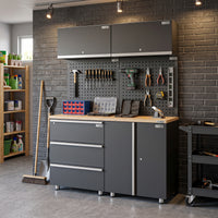 UltraTools 1355mm x 500mm x 1870mm Black Workshop Garage Storage Cabinet Set