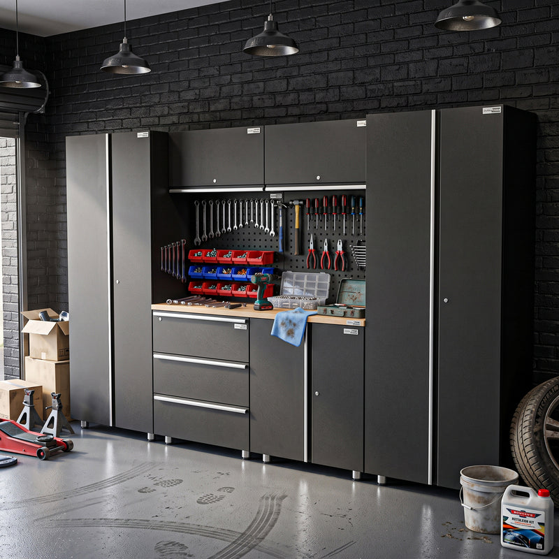 UltraTools 2704mm x 500mm x 1870mm Black Workshop Garage Storage Tall Cabinet Set