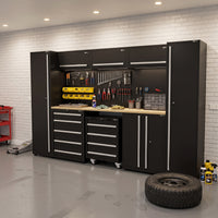 UltraTools 3250mm x 550mm x 2025mm Black Classic Workshop Garage Storage Cabinet Set