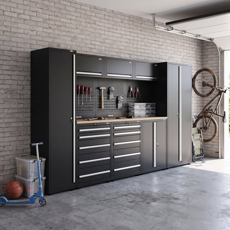 UltraTools 3650mm x 550mm x 2025mm Black Classic Workshop Garage Storage Cabinet Set