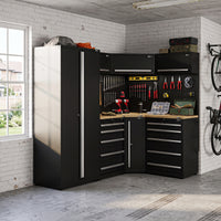 UltraTools 1550/2450mm x 550mm x 2025mm Classic Modular Workshop & Garage Storage Corner Cabinet Set