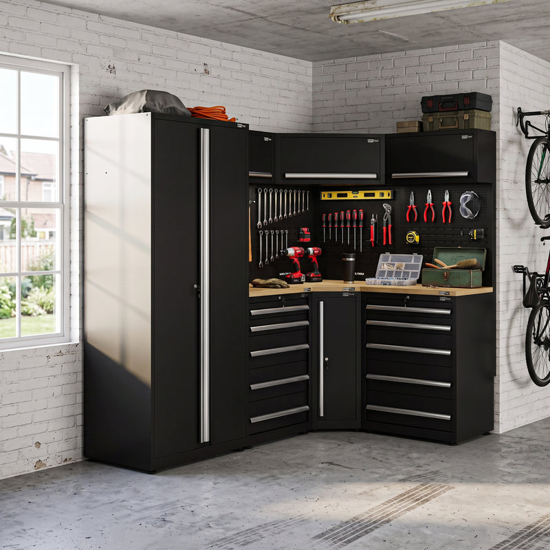 UltraTools 1550/2450mm x 550mm x 2025mm Classic Modular Workshop & Garage Storage Corner Cabinet Set