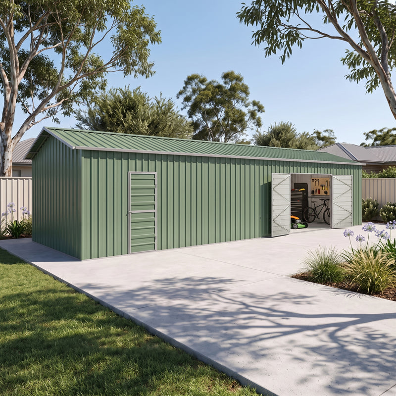 Garage Workshop Shed 10.64m x 3.6m x 3m Side Double Doors + PA doors 7 Frames Design