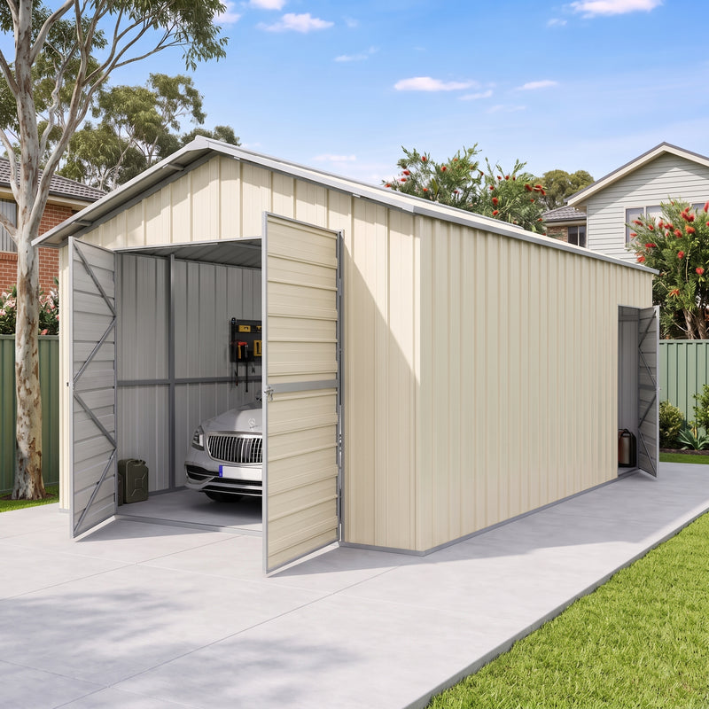 Garage 6m x 3.6m x 3m Double Barn Door Workshop Shed EXTRA High 4 Frames