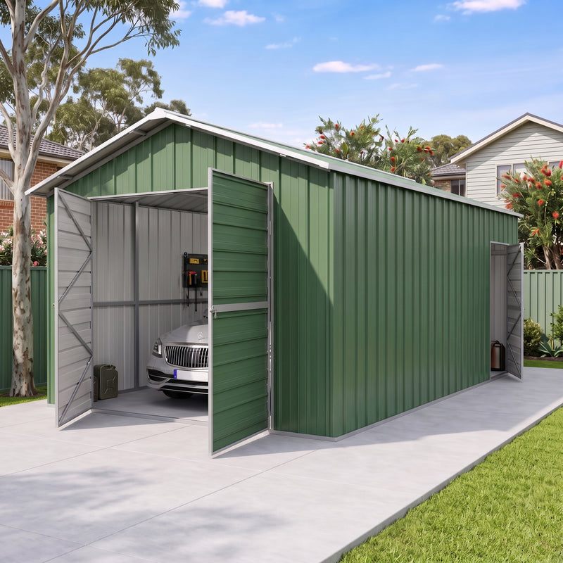 Garage 6m x 3.6m x 3m Double Barn Door Workshop Shed EXTRA High 4 Frames
