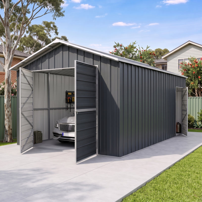 Garage 6m x 3.6m x 3m Double Barn Door Workshop Shed EXTRA High 4 Frames