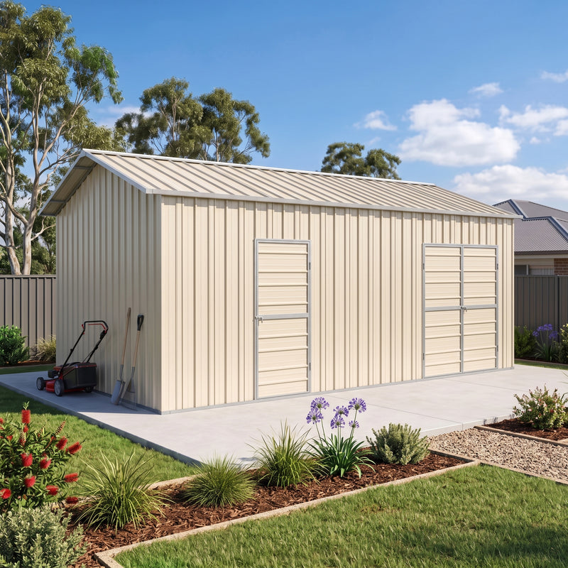 Workshop Shed 3.6m x 6m x 3m Side Double Door + PA door EXTRA High 4 Frames