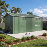 Workshop Shed 3.6m x 6m x 3m Side Double Door + PA door EXTRA High 4 Frames