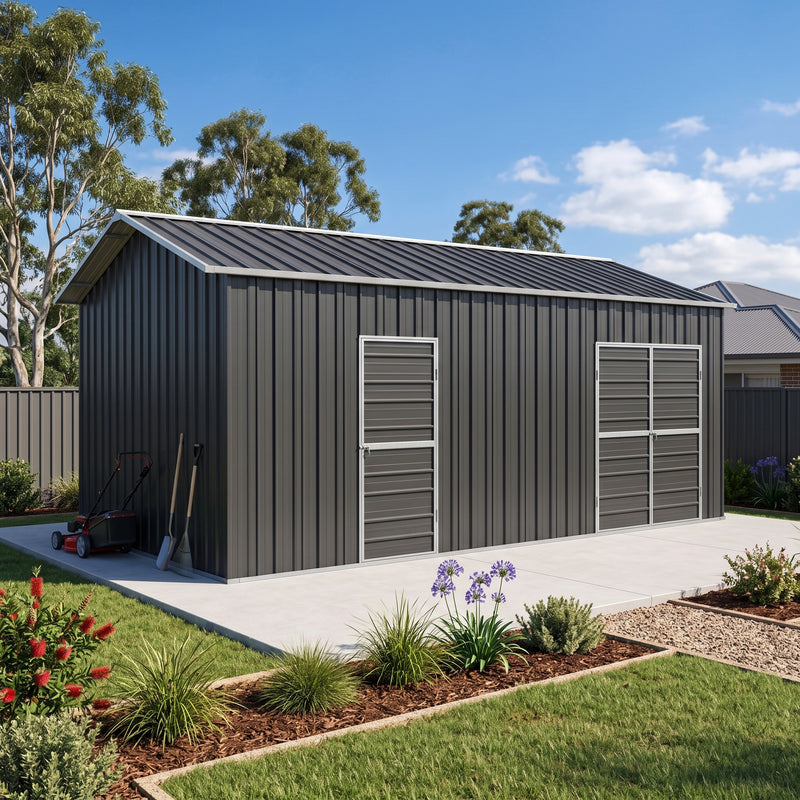 Workshop Shed 3.6m x 6m x 3m Side Double Door + PA door EXTRA High 4 Frames