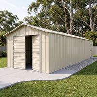 Double Barn Door Garage Shed 9.1m x 3.6m x 3m (Gable) Workshop with 6 Frames EXTRA High
