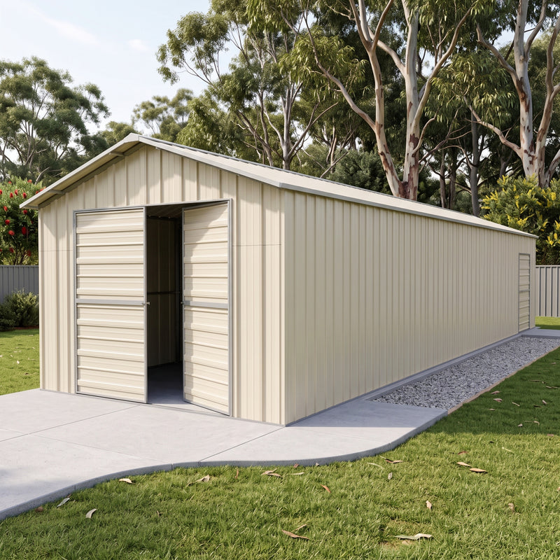 Double Barn Door Garage Shed 9.1m x 3.6m x 3m (Gable) Workshop with 6 Frames EXTRA High