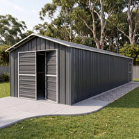 Double Barn Door Garage Shed 9.1m x 3.6m x 3m (Gable) Workshop with 6 Frames EXTRA High