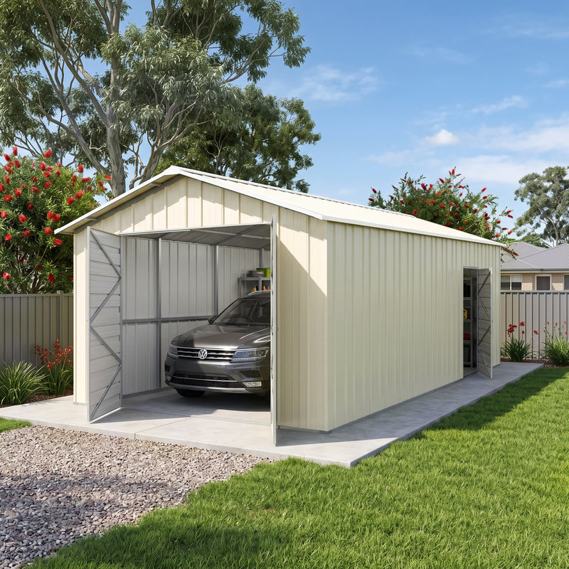 Garage Shed 7.21m x 4.17m x 3.24m Barn Door Workshop + Side PA Door with 4 Frames EXTRA High