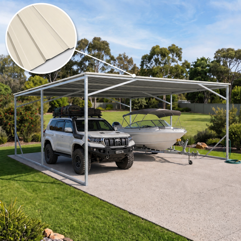 Carport 6m x 6m Vehicle Shelter Skillion Steel Double Carport plus 80X40MM Tube