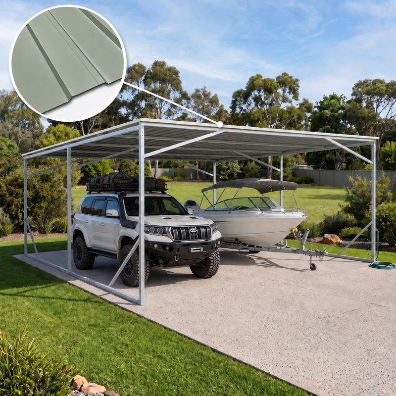 Carport 6m x 6m Vehicle Shelter Skillion Steel Double Carport plus 80X40MM Tube