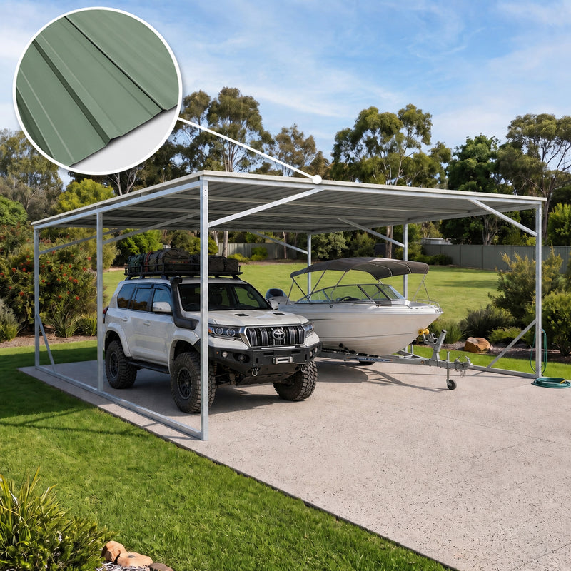 Carport 6m x 6m Vehicle Shelter Skillion Steel Double Carport plus 80X40MM Tube