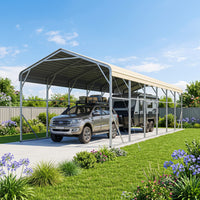 Single Carport 3.4m x 10.53m x 3.27m Backyard Portable Vehicle & Boat Shelter with Wrapped Roof