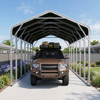 Single Carport 3.4m x 10.53m x 3.27m Backyard Portable Vehicle & Boat Shelter with Wrapped Roof