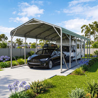 Single Carport 3.4m x 10.53m x 3.27m Backyard Portable Vehicle & Boat Shelter with Wrapped Roof