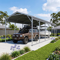 Single Carport 3.4m x 10.53m x 3.27m Backyard Portable Vehicle & Boat Shelter with Wrapped Roof