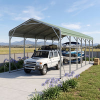 Single Carport 3.4m x 12.03m x 3.27m Backyard Portable Vehicle & Boat Shelter with Wrapped Roof