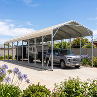 Single Carport 3.4m x 13.53m x 3.27m Backyard Portable Vehicle & Boat Shelter with Wrapped Roof