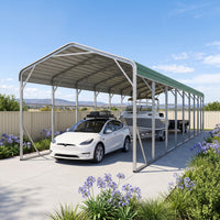 Single Carport 3.4m x 13.53m x 3.27m Backyard Portable Vehicle & Boat Shelter with Wrapped Roof
