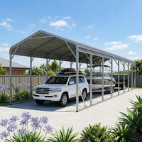 Single Carport 3.4m x 13.53m x 3.27m Backyard Portable Vehicle & Boat Shelter with Wrapped Roof