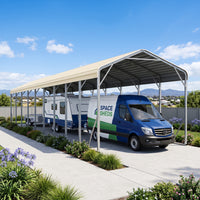 Single Carport 3.4m x 15.03m x 3.27m Backyard Portable Vehicle & Boat Shelter with Wrapped Roof