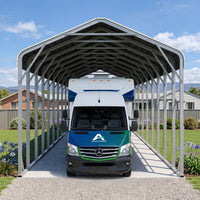Single Carport 3.4m x 15.03m x 3.27m Backyard Portable Vehicle & Boat Shelter with Wrapped Roof
