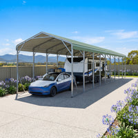 Single Carport 3.4m x 15.03m x 3.27m Backyard Portable Vehicle & Boat Shelter with Wrapped Roof