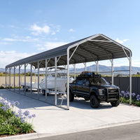 Single Carport 3.4m x 15.03m x 3.27m Backyard Portable Vehicle & Boat Shelter with Wrapped Roof