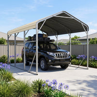 Single Carport 3.4m x 6.03m x 3.27m Backyard Portable Vehicle & Boat Shelter with Wrapped Roof