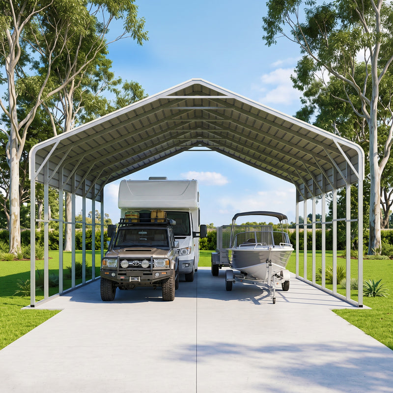 Double Carport 6m x 10.53m x 4.14m Backyard Portable Vehicle & Boat Shelter with Wrapped Roof