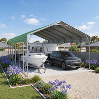 Double Carport 6m x 10.53m x 4.14m Backyard Portable Vehicle & Boat Shelter with Wrapped Roof
