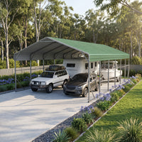 Double Carport 6m x 12.03m x 4.14m Backyard Portable Vehicle & Boat Shelter with Wrapped Roof