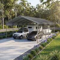 Double Carport 6m x 12.03m x 4.14m Backyard Portable Vehicle & Boat Shelter with Wrapped Roof