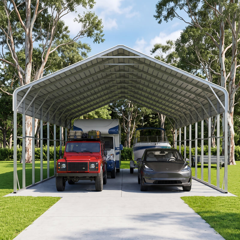 Double Carport 6m x 13.53m x 4.14m Backyard Portable Vehicle & Boat Shelter with Wrapped Roof