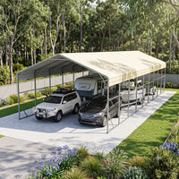 Double Carport 6m x 15.03m x 4.14m Backyard Portable Vehicle & Boat Shelter with Wrapped Roof