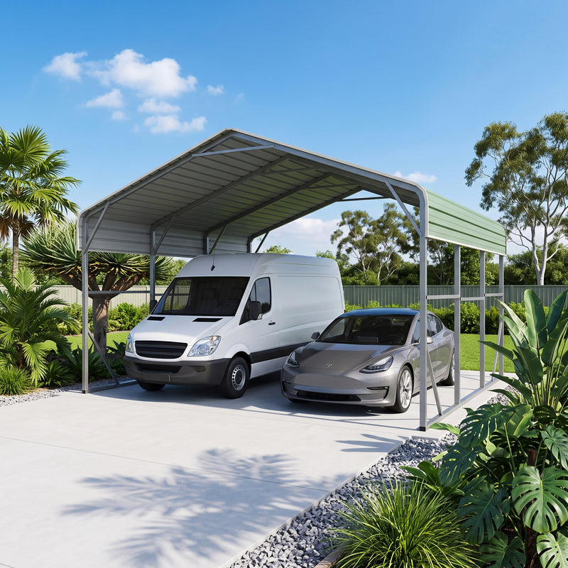 Double Carport 6m x 6.03m x 4.14m Backyard Portable Vehicle & Boat Shelter with Wrapped Roof
