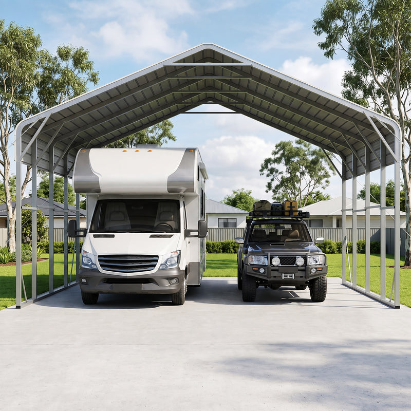 Double Carport 6m x 7.53m x 4.14m Backyard Portable Vehicle & Boat Shelter with Wrapped Roof