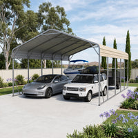 Double Carport 6m x 9.03m x 4.14m Backyard Portable Vehicle & Boat Shelter with Wrapped Roof