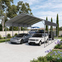 Double Carport 6m x 9.03m x 4.14m Backyard Portable Vehicle & Boat Shelter with Wrapped Roof