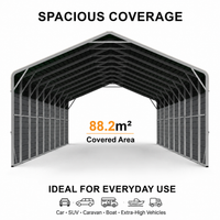 Double Carport 6m Wide x 15.03m Long with Enclosed Side Walls