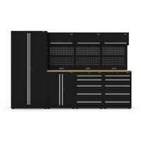 UltraTools 3150mm x 550mm x 2025mm Black Classic Workshop Garage Storage Cabinet Set