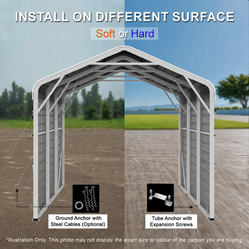 Single Carport 3.4m Wide x 6.03m Long with Enclosed Side Walls